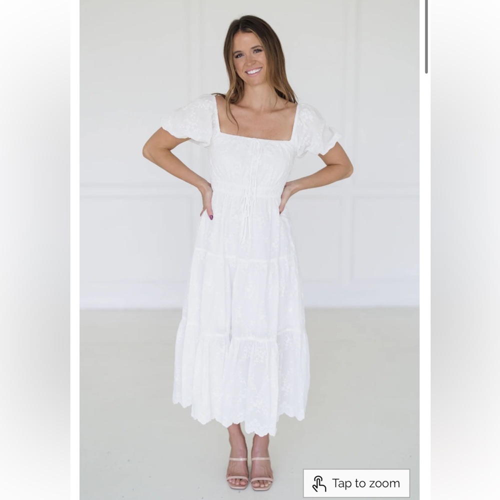 Landry Kate White Midi “Krista” Dress